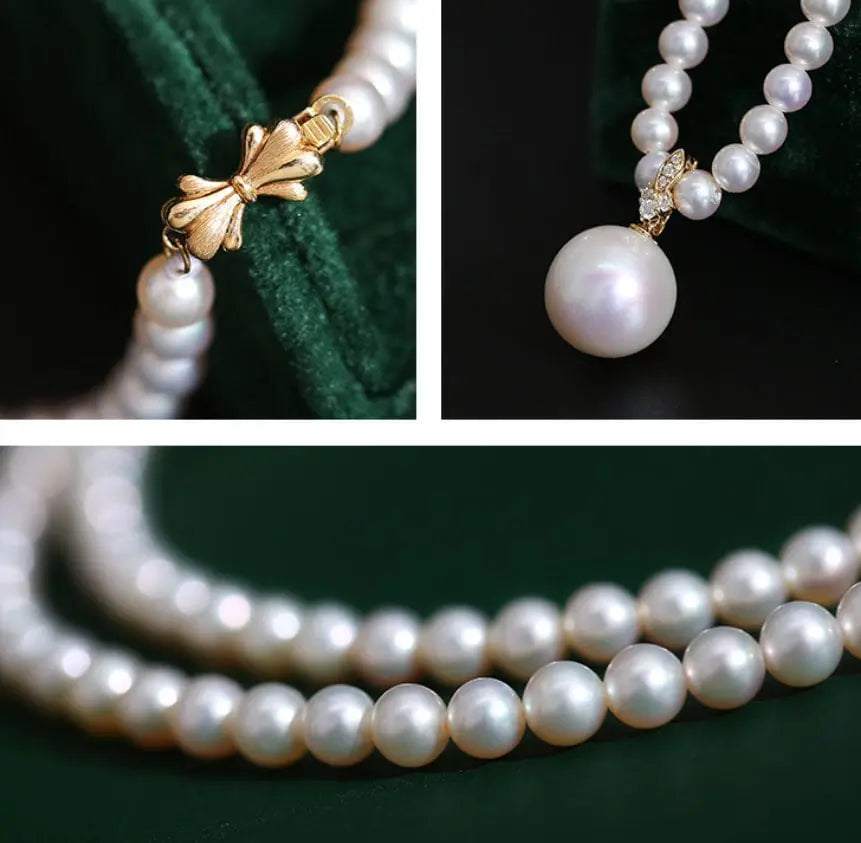 12mm Freshwater White Pink Pearl Strand Chokers - 14K Yellow Gold Etsy
