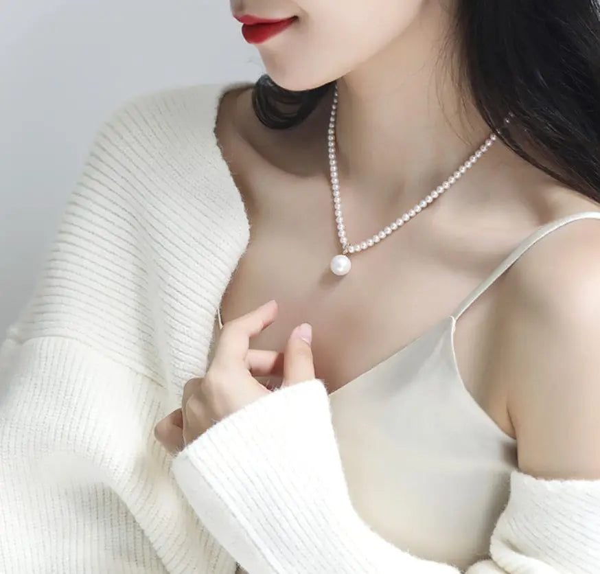 12mm Freshwater White Pink Pearl Strand Chokers - 14K Yellow Gold Etsy