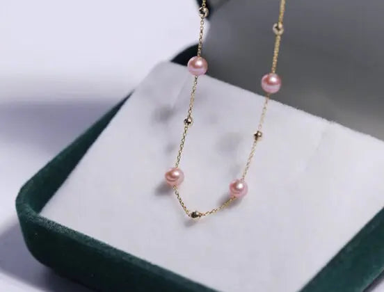 18K Yellow Gold Purple Pearl Choker - Natural High Luster Baby Pearl Necklace Etsy