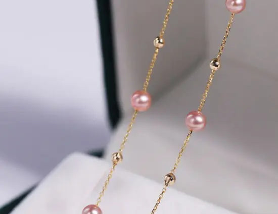 18K Yellow Gold Purple Pearl Choker - Natural High Luster Baby Pearl Necklace Etsy