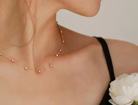 18K Yellow Gold Purple Pearl Choker - Natural High Luster Baby Pearl Necklace Etsy