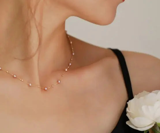 18K Yellow Gold Purple Pearl Choker - Natural High Luster Baby Pearl Necklace Etsy
