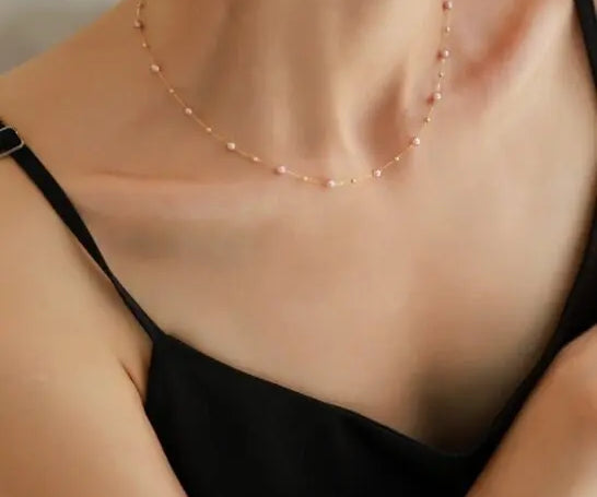 18K Yellow Gold Purple Pearl Choker - Natural High Luster Baby Pearl Necklace Etsy