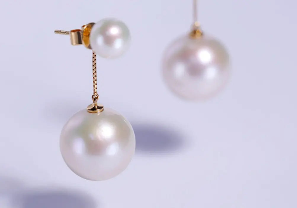 6-13mm AAA+ Freshwater White Pearl Earrings - 18K Yellow Gold Etsy