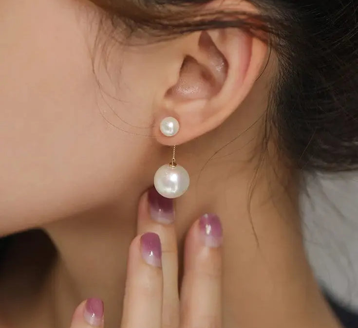 6-13mm AAA+ Freshwater White Pearl Earrings - 18K Yellow Gold Etsy