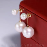 6-13mm AAA+ Freshwater White Pearl Earrings - 18K Yellow Gold Etsy