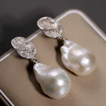5A+ Natural High Luster Baroque Pearl Earrings, Handmade Silver 925 White Pearl Earrings, Freshwater Pearl S925 Disc Earrings Gift for Her Etsy