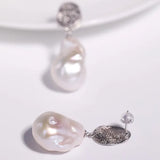 5A+ Natural High Luster Baroque Pearl Earrings, Handmade Silver 925 White Pearl Earrings, Freshwater Pearl S925 Disc Earrings Gift for Her Etsy