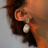 5A+ Natural High Luster Baroque Pearl Earrings, Handmade Silver 925 White Pearl Earrings, Freshwater Pearl S925 Disc Earrings Gift for Her Etsy
