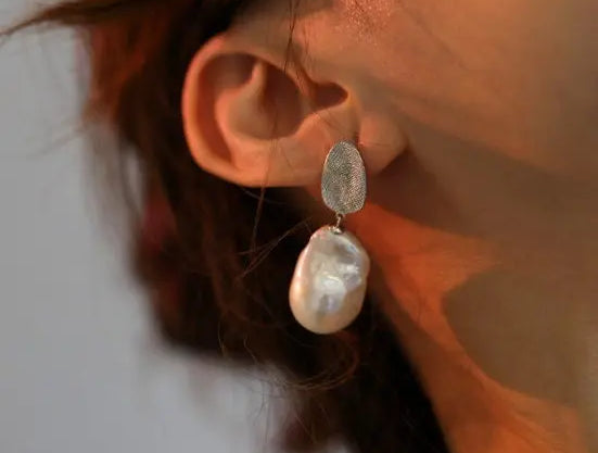 5A+ Natural High Luster Baroque Pearl Earrings, Handmade Silver 925 White Pearl Earrings, Freshwater Pearl S925 Disc Earrings Gift for Her Etsy