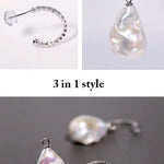 16mm Natural High Luster Baroque Pearl Earrings, Two in one Jewelry, Silver 925 White Pearl Handmade Earrings, Freshwater Pearl Earrings Etsy