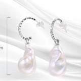 16mm Natural High Luster Baroque Pearl Earrings, Two in one Jewelry, Silver 925 White Pearl Handmade Earrings, Freshwater Pearl Earrings Etsy