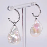 16mm Natural High Luster Baroque Pearl Earrings, Two in one Jewelry, Silver 925 White Pearl Handmade Earrings, Freshwater Pearl Earrings Etsy