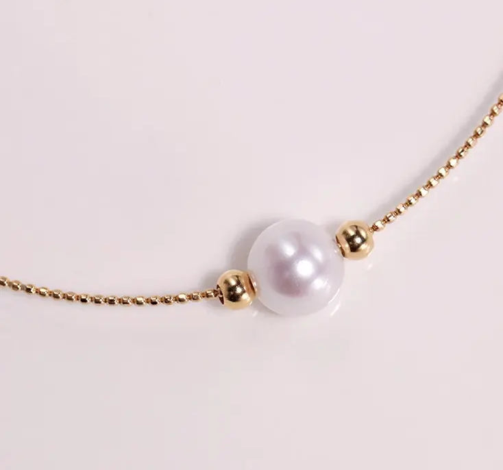 18k Yellow Gold Natural High Luster White Pearl Bracelets, Beaded Bracelets, DIY Bracelets, Anniversary Gift Idea, Gift for her Etsy