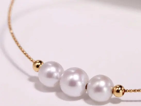 18k Yellow Gold Natural High Luster White Pearl Bracelets, Beaded Bracelets, DIY Bracelets, Anniversary Gift Idea, Gift for her Etsy