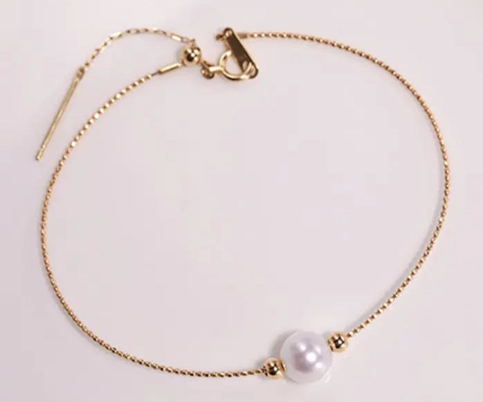 18k Yellow Gold Natural High Luster White Pearl Bracelets, Beaded Bracelets, DIY Bracelets, Anniversary Gift Idea, Gift for her Etsy