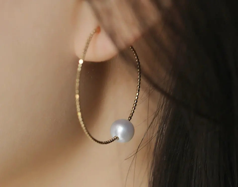 7mm Natural High Luster White Pearl Earrings, 18k Solid Yellow Gold Earrings, DIY Earrings, Anniversary Gift Idea, Gift for her Etsy