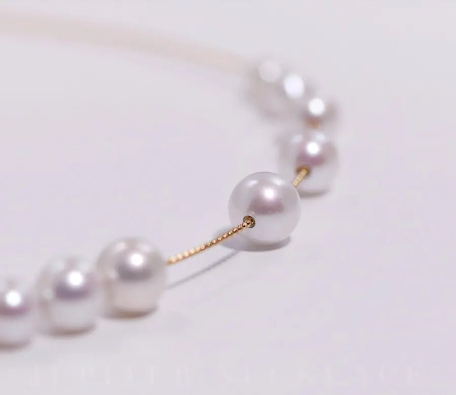 18K Yellow Gold & Natural High Luster Akoya Pearl Strand Chokers Etsy