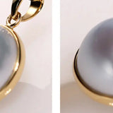 9mm Natural Silver Mabe Pearl Necklace, Handmade 18k Solid Yellow Gold Necklace, High Luster Pearl, Anniversary Gift for Mom, Gift for Her Etsy