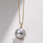 9mm Natural Silver Mabe Pearl Necklace, Handmade 18k Solid Yellow Gold Necklace, High Luster Pearl, Anniversary Gift for Mom, Gift for Her Etsy