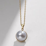 9mm Natural Silver Mabe Pearl Necklace, Handmade 18k Solid Yellow Gold Necklace, High Luster Pearl, Anniversary Gift for Mom, Gift for Her Etsy