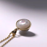 9mm Natural Silver Mabe Pearl Necklace, Handmade 18k Solid Yellow Gold Necklace, High Luster Pearl, Anniversary Gift for Mom, Gift for Her Etsy