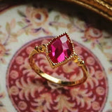 Natural Rubellite & White Diamond Earrings, Handmade 18K Solid Yellow Gold Earrings, Rubellite Ring Necklace, Anniversary Gift Idea - LaCorserArtJewelry