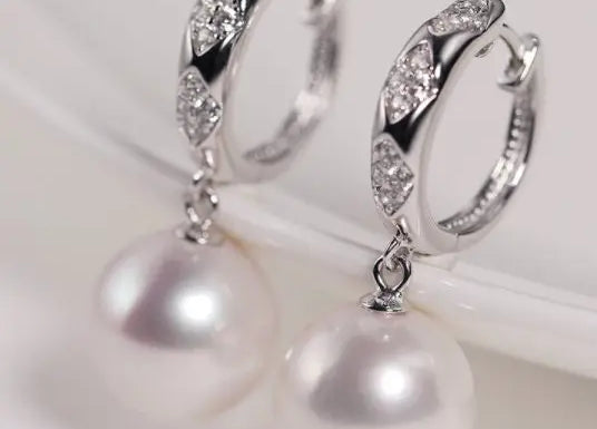 4A+ High Luster Pearl 12mm Handmade 925 Silver White Pink Pearl Earrings, Freshwater Pearl Earrings, Pink Pearl, Diamond Earrings Etsy