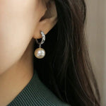 4A+ High Luster Pearl 12mm Handmade 925 Silver White Pink Pearl Earrings, Freshwater Pearl Earrings, Pink Pearl, Diamond Earrings Etsy