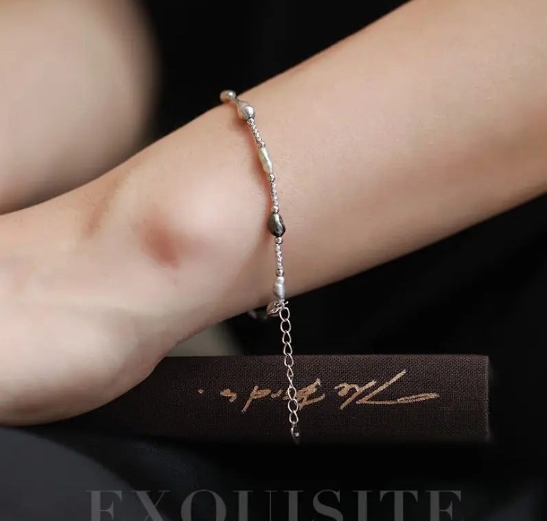 Natural Tahiti Black Keshi Pearl Bracelets, Handmade 925 Silver Baroque Pearl Bracelets, Gift Idea, Seawater Pearl, Beaded Bracelets Etsy