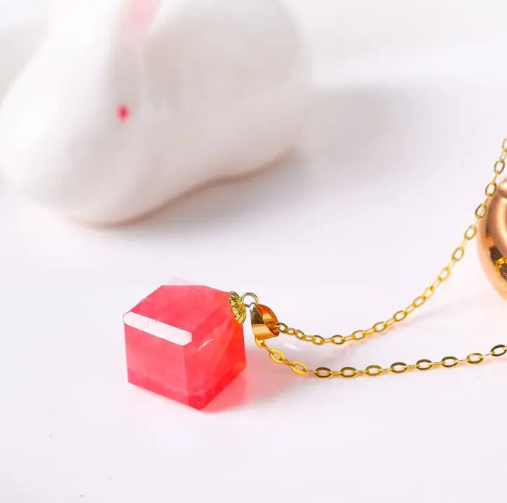 Superior Natural Rhodochrosite Necklace, 18K Gold Etsy