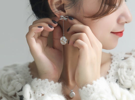 High Luster Baroque Pearl Earrings - 16mm Silver 925 Freshwater Pearl Etsy
