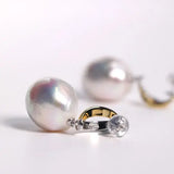 14mm Freshwater Baroque Pearl Earrings - Silver 925 Etsy