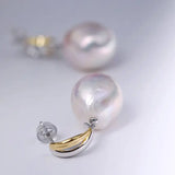 14mm Freshwater Baroque Pearl Earrings - Silver 925 Etsy