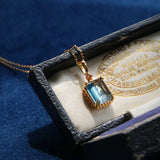 Swiss Blue Topaz Step Cut Necklace, Handmade 18K Solid Yellow Gold Necklace, Statue Necklace, Gift for Her, Anniversary Gift Idea Etsy