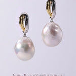 14mm Freshwater Baroque Pearl Earrings - Silver 925 Etsy