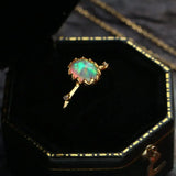 Opal  Diamond Necklace - 18K Yellow Gold October Birthstone Etsy