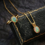 Opal  Diamond Necklace - 18K Yellow Gold October Birthstone Etsy