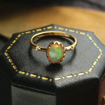 Opal  Diamond Necklace - 18K Yellow Gold October Birthstone Etsy