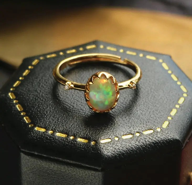 Opal  Diamond Necklace - 18K Yellow Gold October Birthstone Etsy