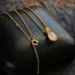 Opal  Diamond Necklace - 18K Yellow Gold October Birthstone Etsy