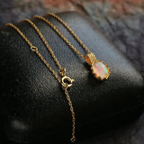 Opal  Diamond Necklace - 18K Yellow Gold October Birthstone Etsy