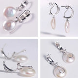 16mm Natural High Luster Baroque White Pearl Silver 925 White Pearl Earrings, Flower Earrings, Anniversary Gift Idea, Gift for Mom - LaCorserArtJewelry