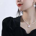 16mm Natural High Luster Baroque White Pearl Silver 925 White Pearl Earrings, Flower Earrings, Anniversary Gift Idea, Gift for Mom - LaCorserArtJewelry