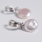 16mm Natural High Luster Baroque White Pearl Silver 925 White Pearl Earrings, Flower Earrings, Anniversary Gift Idea, Gift for Mom - LaCorserArtJewelry