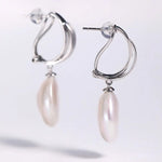 16mm Natural High Luster Baroque White Pearl Silver 925 White Pearl Earrings, Flower Earrings, Anniversary Gift Idea, Gift for Mom - LaCorserArtJewelry