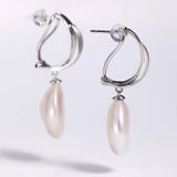 16mm Natural High Luster Baroque White Pearl Silver 925 White Pearl Earrings, Flower Earrings, Anniversary Gift Idea, Gift for Mom - LaCorserArtJewelry