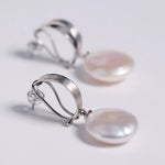 16mm Natural High Luster Baroque White Pearl Silver 925 White Pearl Earrings, Flower Earrings, Anniversary Gift Idea, Gift for Mom - LaCorserArtJewelry