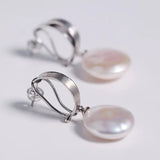 16mm Natural High Luster Baroque White Pearl Silver 925 White Pearl Earrings, Flower Earrings, Anniversary Gift Idea, Gift for Mom - LaCorserArtJewelry