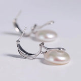 16mm Natural High Luster Baroque White Pearl Silver 925 White Pearl Earrings, Flower Earrings, Anniversary Gift Idea, Gift for Mom - LaCorserArtJewelry